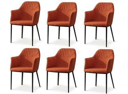 Trend Premium Esszimmerstühle 6er Set Armlehnenstühle Orange Textil