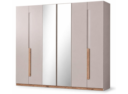 Kleiderschrank Modern Beige Groß Geräumig Stilvoll Spiegelnd
