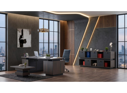 Braunes Büro-Set Schreibtisch Schrank Couchtisch aus Holz hohe Qualität