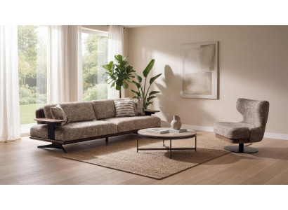 Sofa Set 3 Sitzer Sessel Modern Braun Edel Luxus Design Polster