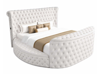 Elegantes weißes Chesterfield Bett mit Knopfheftung und Luxus Design