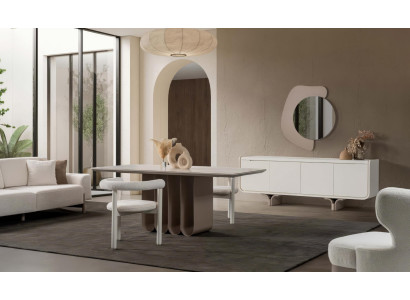 Sideboard Set Wandspiegel Modern Beige Edel Luxus Anrichte