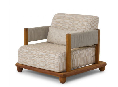 Gartensessel Modern Naturholz Beige Kissen Elegant Stilvoll Komfort