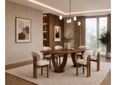 Esszimmer-Set mit Esstisch und 6 stilvollen Stühlen