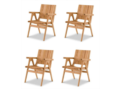 Gartenstuhl Holz Natur Robust Armlehnsessel Holz Modern Elegant Neu