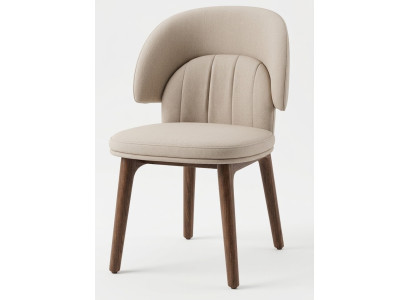 Majestätischer Esszimmerstuhl Beige Stoff Polsterstuhl Weißeiche Beine