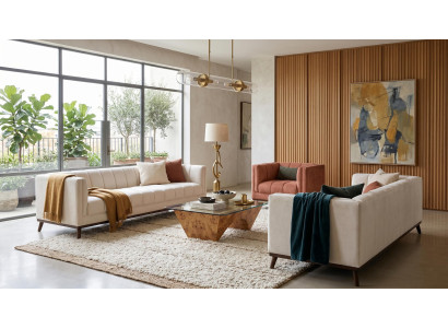 Beige-braunes Wohnzimmer-Set Sofas Stoffsofas modern Designer