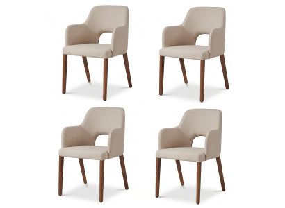 Harmonischer Esszimmerstühle 4x Set Beige Textil Armlehnenstühle Luxus