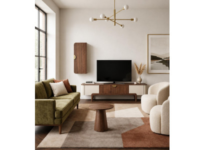 Wohnzimmer-Set mit TV-Wohnwand und passendem Beistelltisch