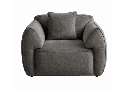 Grauer weicher tiefer Sessel mit Armlehnen modern Wohnzimmer