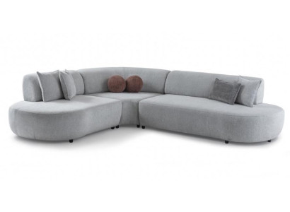 Elegantes Graues Ecksofa Luxuriöse L-Form Polstercouch Edle Möbel