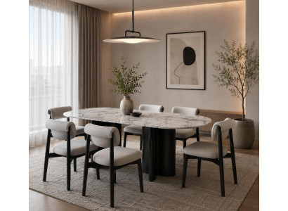 Elegantes Esszimmer-Set mit Esstisch und 6 stilvollen Stühlen