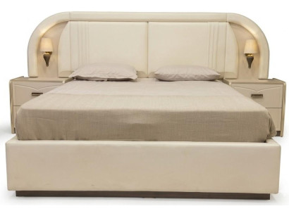 Modernes Elegantes Schlafzimmer-Set mit Bett 2 Nachttischen Design