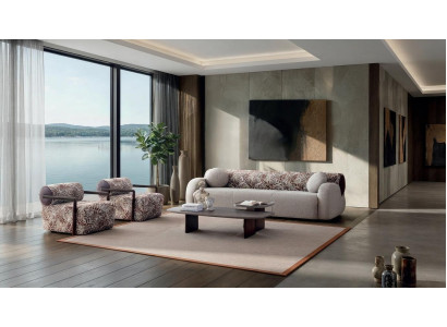 Wohnzimmer Polstergarnitur Stoff 3-Sitzer Sofa Sessel Modernes Design