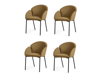 Moderner Gemütlicher Esszimmerstühle 4er Set Senfgelb Gelb Textil Edel