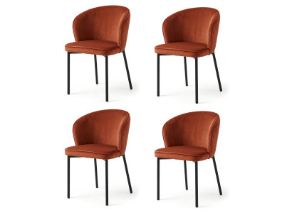 Modischer Exklusive Esszimmerstühle 4er Set Orange Terrakotta Textil