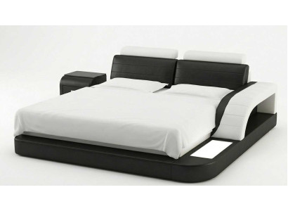 Luxus Bett Schwarz mit Nachttisch und stilvollem Komfort Design