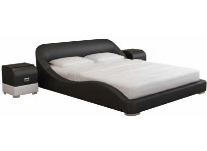 Modernes schwarzes Luxus Bett mit Nachttischen Luxus Design
