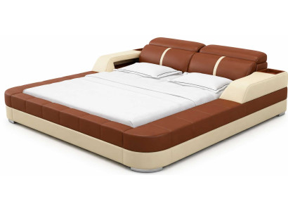 Hochwertiges Luxus Bett Braun mit weicher Polsterung und Premium Design