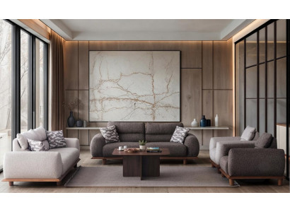 Modernes Braunes Sofa Set mit 2 3-Sitzer Sofas und 2 Sesseln