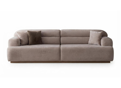 Wohnzimmer Velourssofa Beige Stoff Modern 4-Sitzer Polstersofa Couch