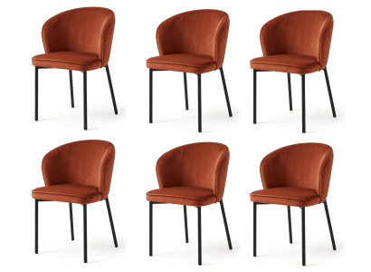 Ergonomische Chice Esszimmerstühle 6er Set Orange Terrakotta Textil