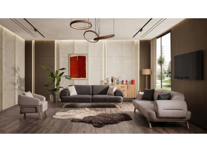 Braun-beiges Wohnzimmer-Set Sofa Multimedia-Modul modern