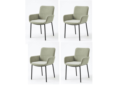 Premium Chice Esszimmerstühle 4er Set Salbeigrün Textil Polsterstuhl