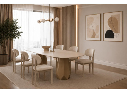 Exklusives Esszimmer-Set mit Esstisch und 6 Designstühlen