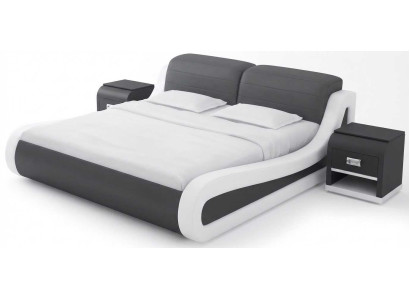 Schwarz Designerbett modern mit Nachttische und Premium Schlafkomfort