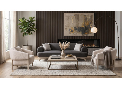 Grau-beiges Wohnzimmer-Set Sofa Stoffsofas Designersofa
