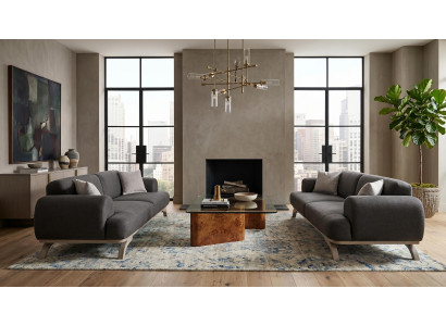 Graues Wohnzimmer-Set 2+2-Sitzer-Sofas Stoffsofas luxuriös  Sofagarnitur