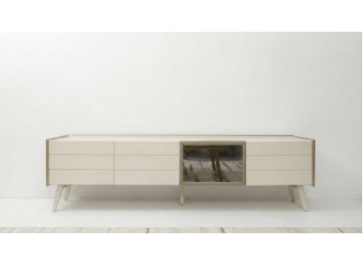 TV-Lowboard Beige Modern Luxus Fernsehtisch Lowboard Holz