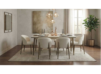Essgruppe Beige Modern Luxus Esstisch Set Tisch 4x Stühle