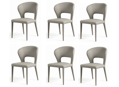 Luftige Italian Design Esszimmerstühle 6x Set Hellgrau Grau Kunstleder