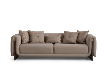 Elegantes Sofa Braun Modern Dreisitzer Polstersofa Couch Metall 240cm