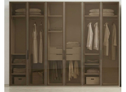 Kleiderschrank Beige Modern Luxus Vitrinenschrank Glas Schrank