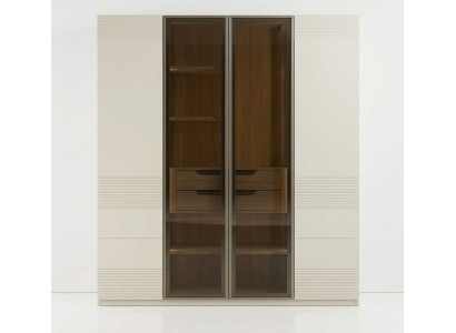 Kleiderschrank Beige Modern Luxus Vitrinenschrank Schrank Glas