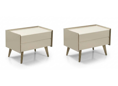 Nachttisch Beige Modern Luxus Nachttische Kommode Beistelltisch