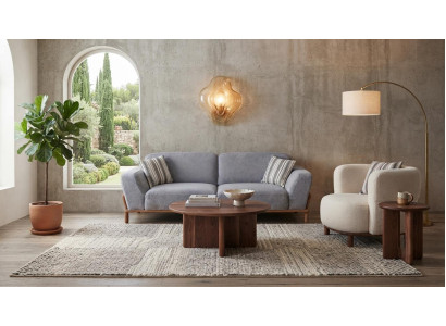 Modernes Graues Sofa Set mit 3-Sitzer und Sessel Wohnzimmer