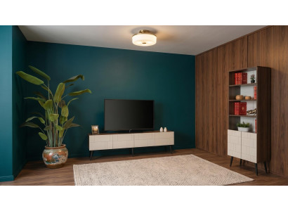 Beige-braunes Wohnzimmer-Set TV-Möbel Bücherregal TV-Set modern  luxuriös
