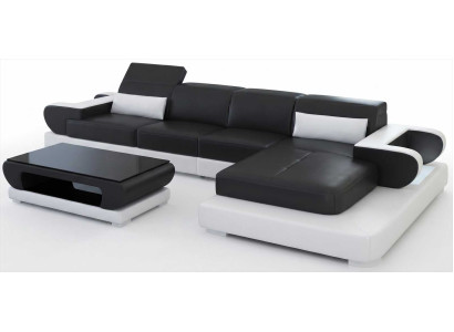 Modernes Ecksofa Schwarz mit Couchtisch und exklusiver Lounge Optik