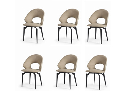Exzellenter Skandi Esszimmerstühle 6x Set Beige Kunstleder Ergonomisch