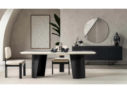 Sideboard Set Wandspiegel Modern Schwarz Edel Luxus Design