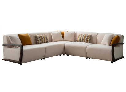 Beiges L-förmiges Ecksofa weiches Stoffsofa Wohnzimmermöbel modern