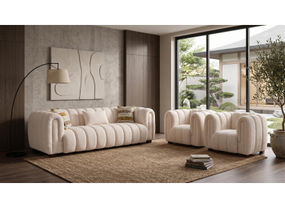Beiges Wohnzimmer-Set Sofas modern  Sofagarnitur Designermöbel