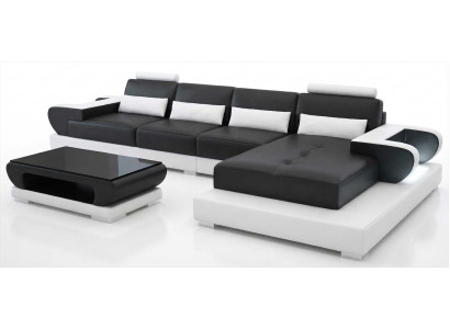Moderne Ecksofa Landschaft Schwarz mit Couchtisch und Luxus Design