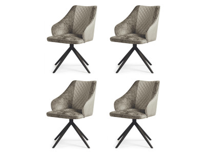 Retro Wildleder-Optik Drehbarer Esszimmerstühle 4er Set Taupe Textil