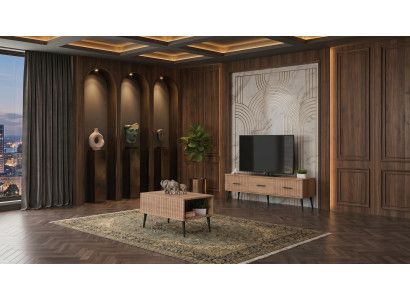 Braunes Wohnzimmer-Set stilvoller TV-Schrank Couchtisch TV-Möbel TV-Ständer