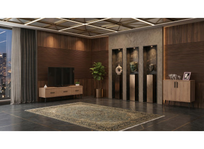 Braunes Wohnzimmer-Set Fernsehschrank  kleiner Schrank TV-Möbel Kommoden